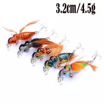 1 шт. рыболовные приманки для ловли муравьев, крючки для приманки 3,2 см/4,5 г, перо, искусственная приманка, жесткая рыболовная погремушка, бусина 3D-глаз 1