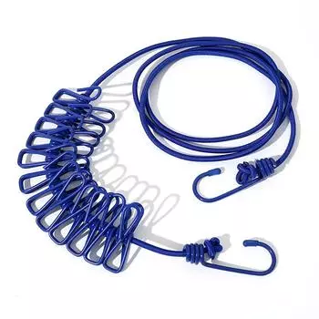 1 шт. с 12 прищепками Веревка для сушки одежды Портативная веревка для одежды Новая сушилка для белья Blue