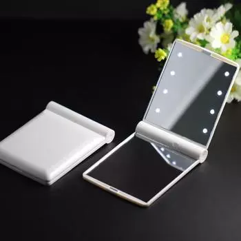 1 шт. с 8 светодиодными складными лампами, зеркала для макияжа для женщин, косметическое ручное складное портативное компактное карманное зеркало