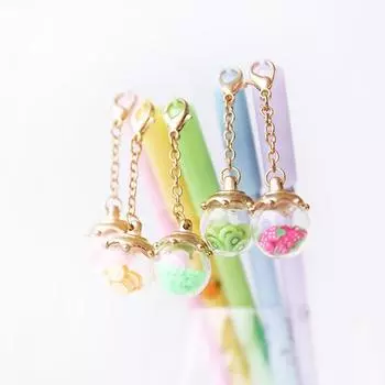 1 шт. Съемная подвеска гелевая ручка Фрукты и светящийся шарик желаний черная ручка чернила подарочные канцелярские принадлежности