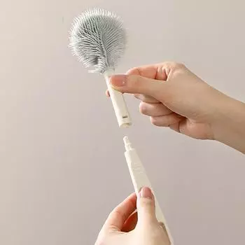 1 шт. Съемная щетка для мытья чашек, 360°, силиконовая щетка для чистки кружек, длинная ручка, изоляционная щетка для чистки чашек