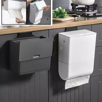 1 шт. съемный кухонный шкаф подвесной мусорный бак дверной настенный держатель для рулонной бумаги Without tissue box белый