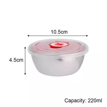 1 шт. с крышкой, чаша из нержавеющей стали 304, детская миска для еды, герметичные миски, контейнеры 220ml