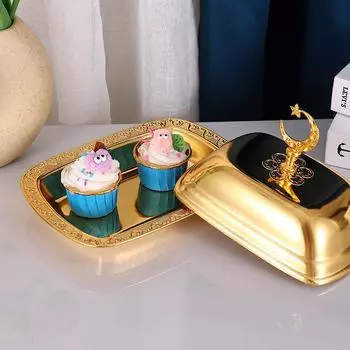 1 шт. с крышкой для домашнего хранения продуктов, подставка для конфет, для свадебных закусок, сервировочное блюдо для кухни золотой