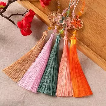 1 шт. с подвесной веревкой, подвески в виде тысячи листьев, бусины с кисточками в виде персикового цвета, кулон с кисточками, полиэстер, сделай сам бежевый