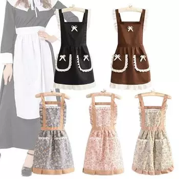 1 шт. с поясом кухонные фартуки для готовки выпечки флорист горничная платье фартук японский фартук женщины pink