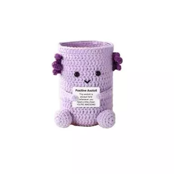 1 шт. с позитивной карточкой плюшевый держатель для ручек подарок на день рождения вязаные крючком куклы Хэллоуин домашний декор ручная работа шерсть фиолетовый