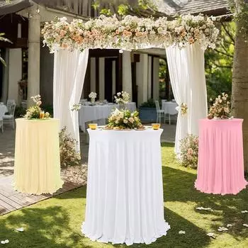 1 шт. с волнистой скатертью с высоким верхом, чехол для стола, коктейльная скатерть, юбка, круглая 60*110 см 60*110CM