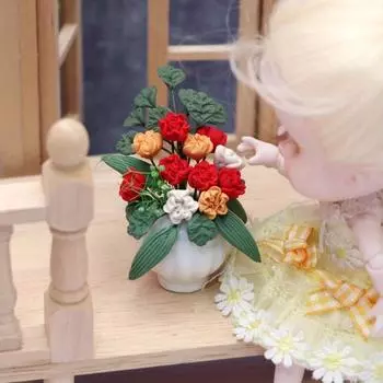 1 шт. Сад Балкон Садовая сцена Украшение Цветочный горшок Цветок Миниатюра Имитация Цветочная композиция Поделки Миниатюрная сцена Мебель Комнатные растения 1pcs