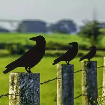 1 шт. Садовый колышек Raven – металлический силуэтный знак для двора с колышком для сада и декора на Хэллоуин, стильное настенное искусство светло-серый