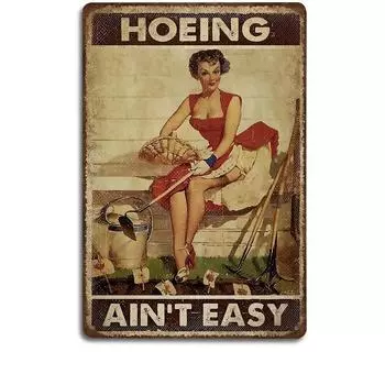 1 шт., садовый знак, прополка - это нелегко, садоводческая тема с цитатой, винтажный металлический знак (8x12 дюймов), Знак настенного искусства «Садоводство» чёрный