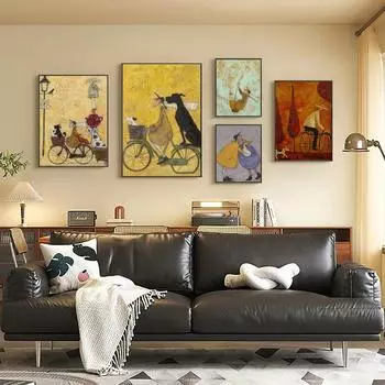 1 шт. Сэм Т-Тофт абстрактный пейзаж любовь собаки самоклеящийся художественный постер водонепроницаемая бумажная наклейка для кофейни бара настенный декор 21cm30cm NoFrame