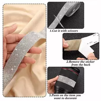 1 шт. самоклеящаяся наклейка со стразами и стразами, алмазная лента, сделай сам, наклейка со стразами для художественных ремесел, украшение автомобиля своими руками для мероприятий 3 rows/0.6cm