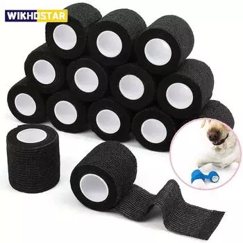 1 шт. Самоклеящаяся повязка фиксирующая повязка для животных повязка для разрыва рук водонепроницаемая эластичная повязка для домашних животных 5 см * 4,5 м 1pcs чёрный