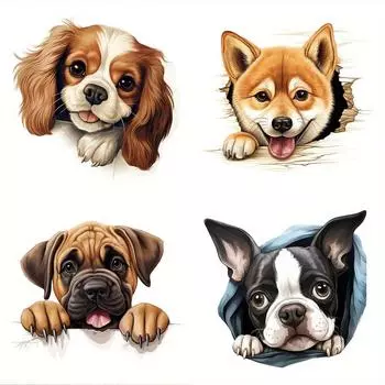 1 шт. Самоклеящиеся наклейки на стену, наклейки на холодильник, несколько водонепроницаемых дизайнов собак, съемные картины для украшения ванной комнаты KSA64A