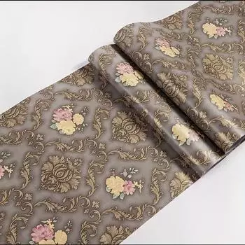 1 шт. Самоклеящиеся обои на кофейной основе с золотым цветком, контактная бумага, отклеивающиеся и склеивающиеся, водонепроницаемые и подвижные обои для гостиной, отклеивающиеся и склеивающиеся 45*300cm/17.7*118in