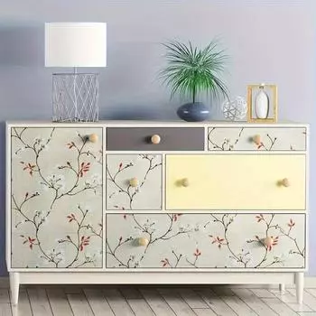 1 шт. самоклеящиеся обои с рисунком снежной груши и цветка, отклеивающиеся и наклеивающиеся, водонепроницаемые, мобильные, для гостиной, кухни, спальни, общежития 45*300cm/17.7*118in