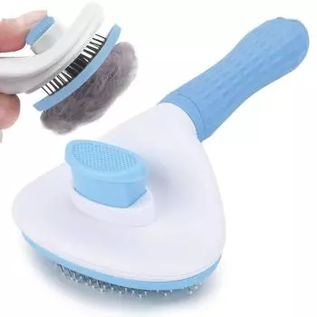 1 шт., самоочищающаяся щетка-пуходерка для собак, кошек, кроликов, щетка для ухода за домашними животными-легко снимается синий