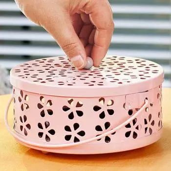 1 шт. сандаловое дерево противомоскитная спираль лоток курильница коробка держатель железный дом противопожарный выдолбленный