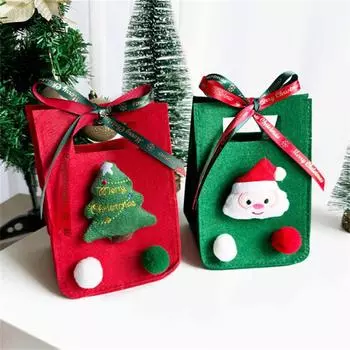 1 шт. Санта-Клаус, снеговик, лось, фетр, рождественский мешок для конфет, Счастливого Рождества, Нового года, фетр, подарочные пакеты, украшения с ручкой green