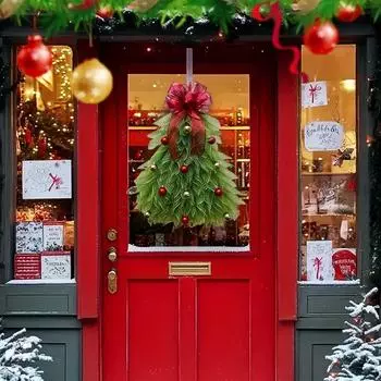 1 шт Санта приветственный знак украшение дома деревенский для входной двери веселый рождественский венок на елку зелёный