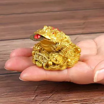 1 шт. Счастливая лягушка, украшение для автомобиля, подарки по фен-шуй, украшение для рабочего стола, статуэтка из смолы, новоселье с монетами, золотая жаба, трехногая