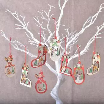1 шт. Счастливого Рождества, рождественские украшения, счастливого Нового года, декор для елки, красные полые деревянные подвески