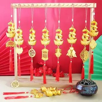 1 шт. Счастливый талисман 2025 года Змеи позолоченный пластиковый зодиакальный кулон в виде змеи новогодние украшения для дома и автомобиля