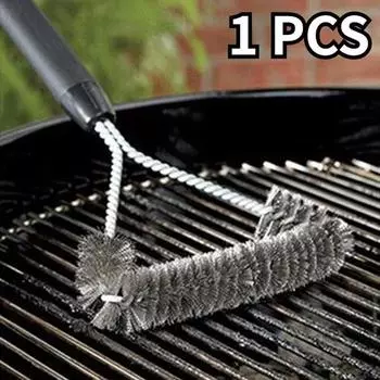 1 шт., щетка для барбекю, гриль, инструмент для очистки, проволока из нержавеющей стали, диаметр щетины, круглая щетка из нержавеющей стали, аксессуары для барбекю 1PCS