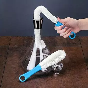 1 шт., щетка для чистки графина для вина из этиленвинилацетата - произвольная изогнутая щетка для чашки красного вина для кубков и кальянов - простой в использовании и эффективный инструмент для чистки 1pc синий