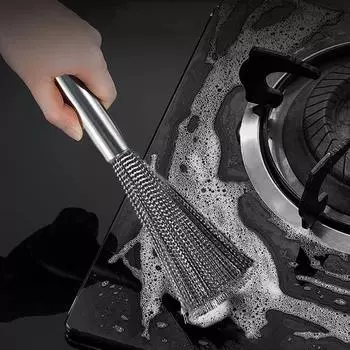 1 шт., щетка для чистки кастрюли из нержавеющей стали, стальная проволока, щетка для удаления пятен, кастрюля для чистки грязи, щетка для удаления грязи, подвесные кухонные инструменты серебряный