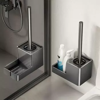 1 шт., щетка для унитаза, держатель для унитаза, аксессуары для ванной комнаты, креативный настенный держатель из алюминиевого сплава, щетка для унитаза, набор держателей для щетки для унитаза чёрный