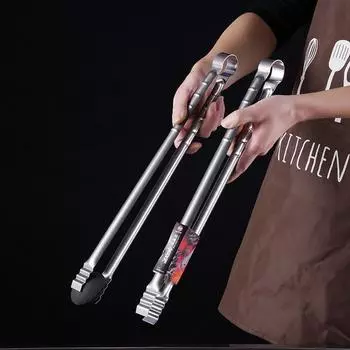 1 шт., щипцы для гриля на открытом воздухе, 45 см, удлиненные кухонные щипцы, щипцы для гриля, зажимы, щипцы из нержавеющей стали для приготовления пищи на гриле серебряный