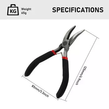 1 шт., щипцы для ювелирных изделий из углеродистой стали с изогнутым носом, щипцы для носа с ручкой из ПВХ для хобби, ремесла, инструмент для изготовления ювелирных изделий из бисера