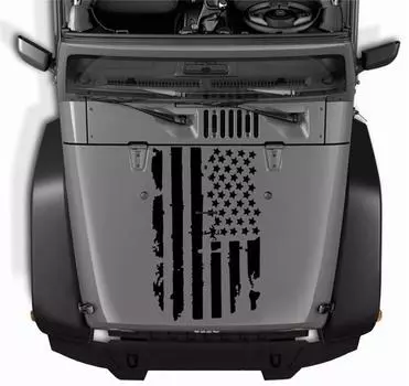 1 шт. Сделай сам Черный Декаль на капот автомобиля с флагом США Водонепроницаемая Наклейка для Jeep Wrangler