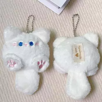 1 шт., сделай сам, украшение, мультяшный кот, плюшевый брелок, милая игрушка, кавайный кулон с хвостом, рюкзак, плюшевая кукла, брелок L кофейный