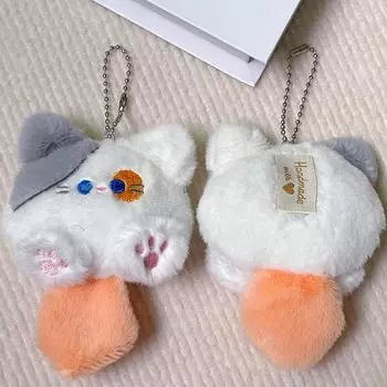 1 шт., сделай сам, украшение, мультяшный кот, плюшевый брелок, милая игрушка, кавайный кулон с хвостом, рюкзак, плюшевая кукла, брелок L белый