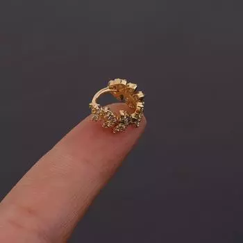 1 шт. серьги-гвоздики для пирсинга из циркония, очаровательные для подростков, горячие женские, из нержавеющей стали, в виде звезды, круглого листа, ручная работа 6 серебряный