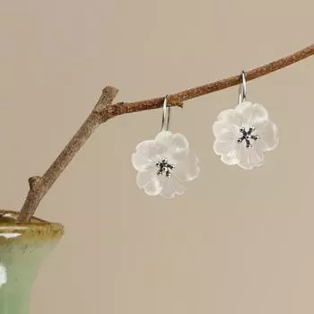 1 шт. Серьги и серьги из чистого серебра ручной работы с белым кристаллом в виде литературного горного лотоса