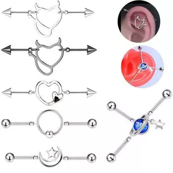1 шт., серьги из нержавеющей стали с острым конусом, серьги «Маленький дьявол», шарик, любовь, серьги для хрящей, ногтей, прокол