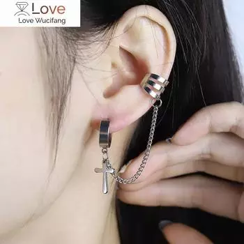 1 шт. серьги-клипсы из нержавеющей стали безболезненные для мужчин и женщин панк-серьги с пентаграммой без пирсинга ювелирные изделия подарки