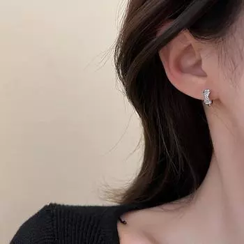 1 шт., серьги-клипсы с бантом и стразами, блестящие серьги во французском стиле для банкета, свадьбы B