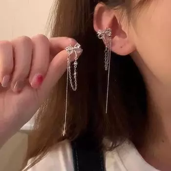 1 шт., серьги-клипсы с изображением эльфа и бабочки без пирсинга, серьги-клипсы для женщин, элегантные сверкающие циркониевые зажимы для ушей, свадебные украшения 03 Left ear