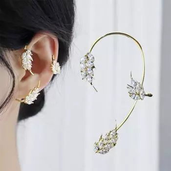 1 шт. серьги-клипсы с перьями, сверкающие, блестящие, долговечные, стразы, ювелирные изделия, гальваника, без пирсинга