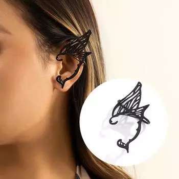 1 шт. серьги-клипсы в виде крыльев эльфа, украшающие внешний вид, винтажный металлический эльф-дракон золотистый