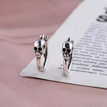 1 шт. серьги-пряжки в стиле хип-хоп с черепом в стиле панк, вечерние нарядные серьги