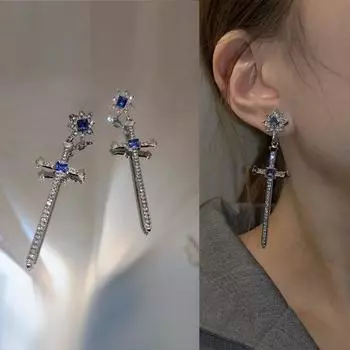 1 шт. серьги с крестом из циркона, модные женские винтажные изысканные готические серьги с цирконом, милые крутые вечерние ювелирные изделия, подарки