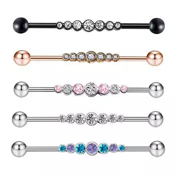 1 шт. серьги-штанги с внешней резьбой, прямые серьги с цирконием