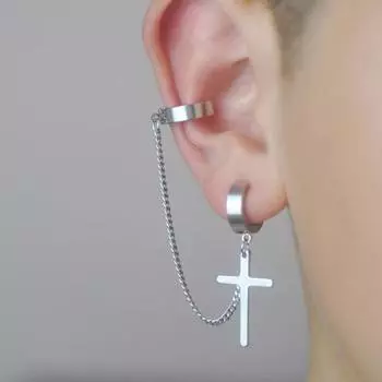 1 шт. серьги в стиле панк, изысканные украшения для ушей, винтажная цепочка, крутые ювелирные изделия, мужские кресты серебряный