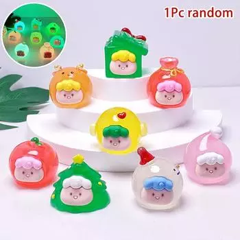 1 шт. серебристые блестящие рождественские миниатюрные фигурки Санта-Клауса с рисунком дерева, очаровательный мультяшный дизайн, украшение